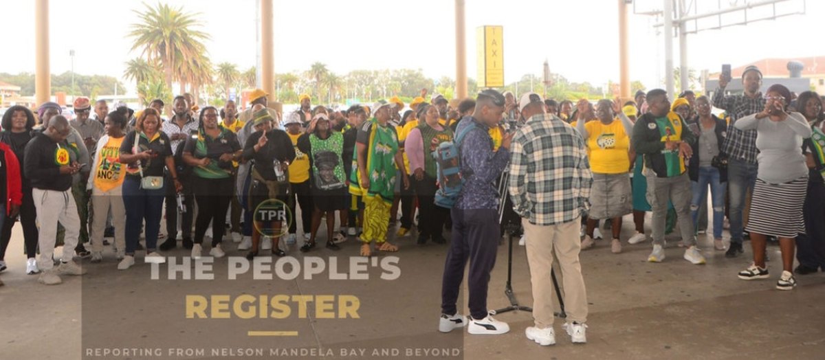 Party leaders and supporters at Chief Dawid Stuurman International Airport
