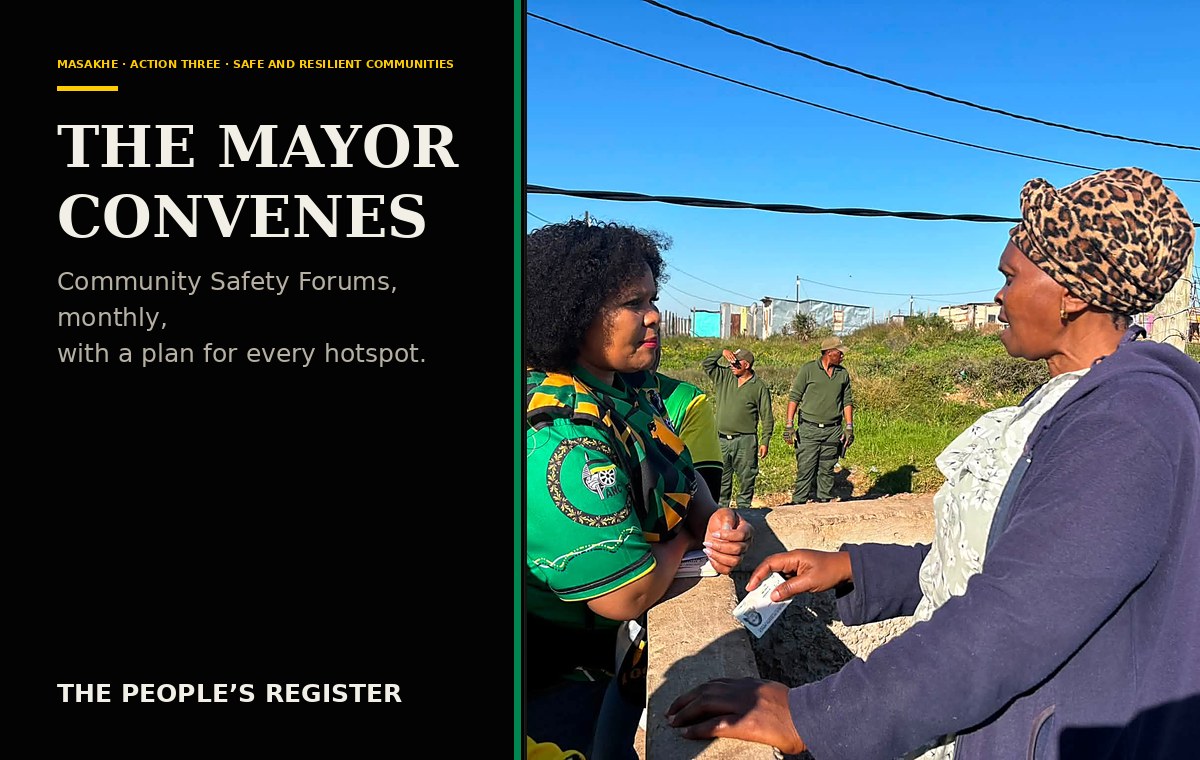 Community members during the ANC voter registration drive in Nelson Mandela Bay, artwork for The People’s Register Action Three explainer