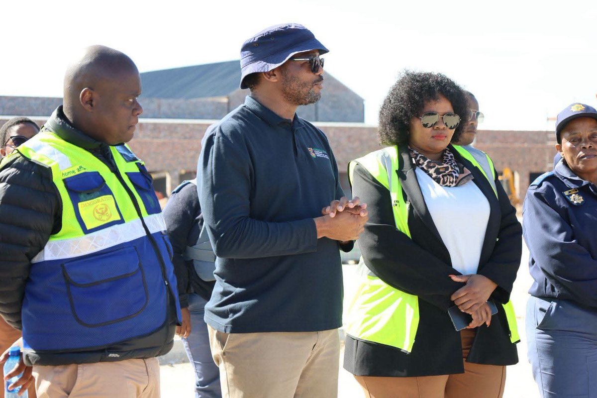 Deputy Minister of Employment and Labour Jomo Sibiya speaks during a multidisciplinary compliance inspection at a construction site in Circular Drive, Nelson Mandela Bay