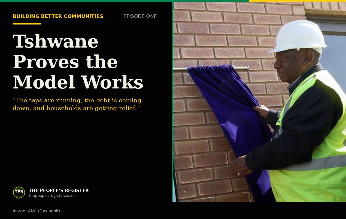 President Cyril Ramaphosa unveiling the plaque at the commissioning of the Magalies Water Klipdrift Package Plant, 18 July 2026